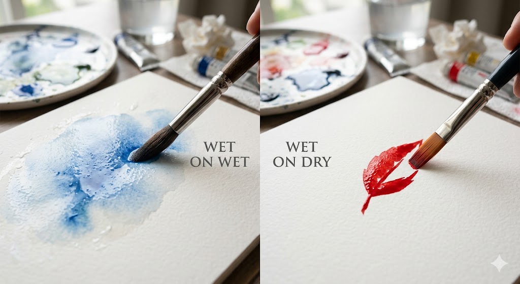 Teknik Watercolour (Cat Air) untuk Pemula: Wet on Wet vs Wet on Dry