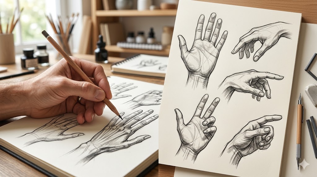 menggambar anatomi tangan: tips agar jari tidak terlihat aneh