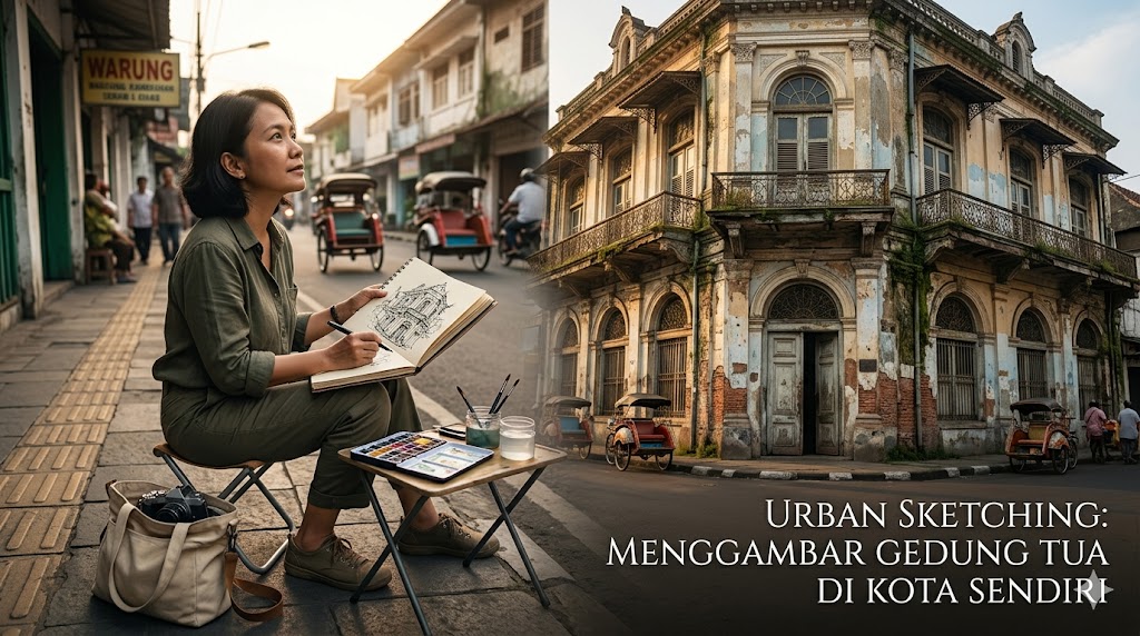 Urban Sketching: Menggambar Gedung Tua di Kota Sendiri